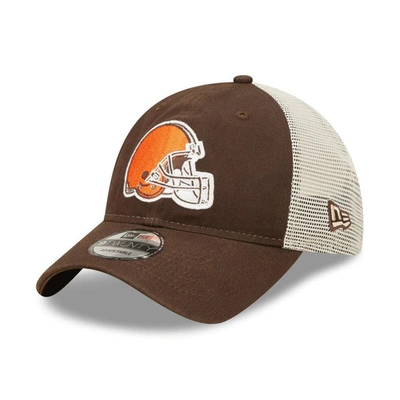 New Era Men's  Brown, Natural Cleveland Browns Loyal 9twenty Trucker Snapback Hat In Brown,natural