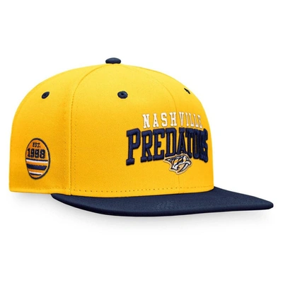 Fanatics Branded  Gold/navy Nashville Predators Iconic Two-tone Snapback Hat In Gold,navy