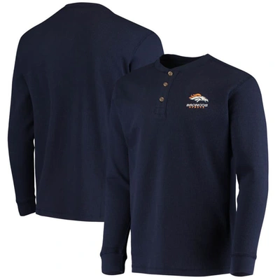 Dunbrooke Navy Denver Broncos Logo Maverick Thermal Henley Long Sleeve T-shirt
