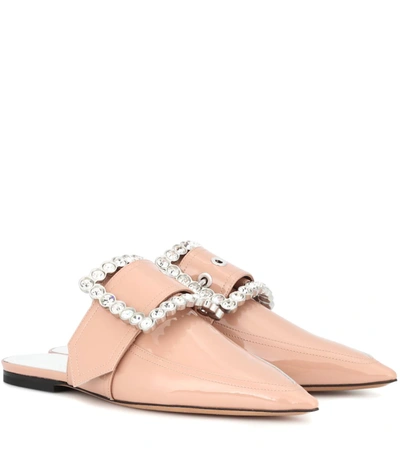 Maison Margiela Nude Embellished Buckle Slippers In Leather