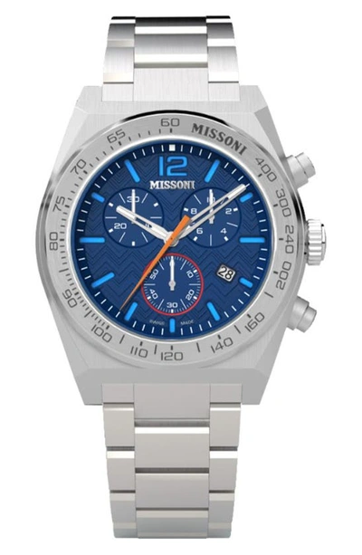 Missoni M331 Chronograph Bracelet Watch, 44.5mm In Blue/silver
