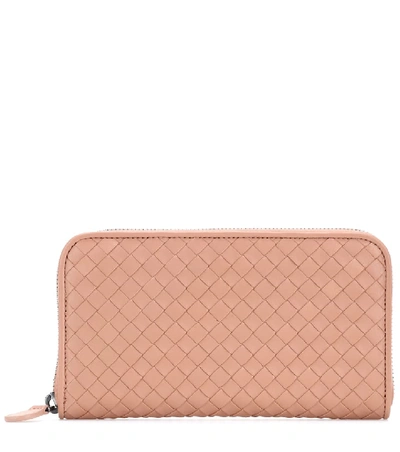 Bottega Veneta Intrecciato Leather Wallet In Pink
