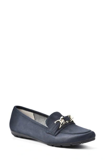 White Mountain Footwear Gainful Loafer In Navy Suedette