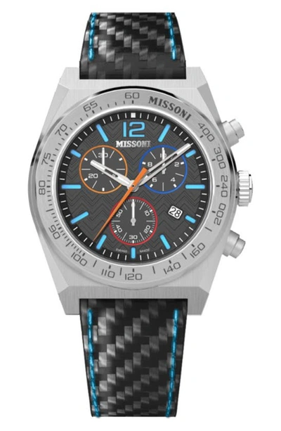 Missoni 331 Chronograph Leather Strap Watch, 44.5mm In Black