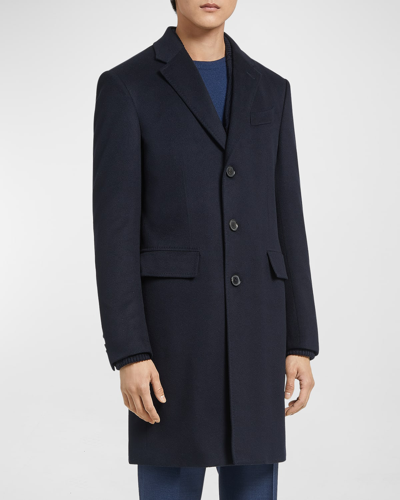 Zegna Men's Solid Cashmere Topcoat In Navy Solid
