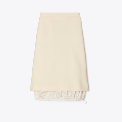 Tory Burch A-line Double-face Wool Midi Skirt In French Cream