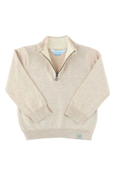 Ruggedbutts Kids' Boy's Oatmeal Quarter Zip Sweater In White