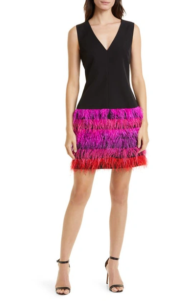 Milly Veronica Faux Feather Mini Dress In Multi