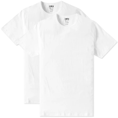 Edwin Crew Neck Double Pack Tee In White
