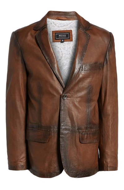 Missani Le Collezioni Vintage Leather Blazer In Brown