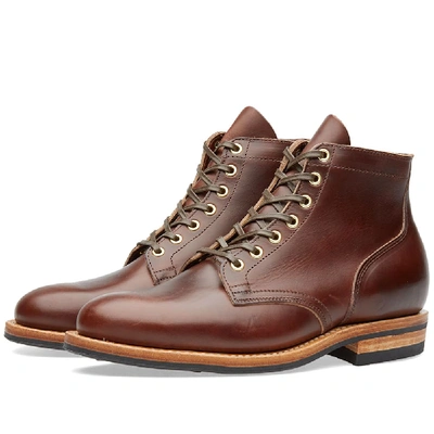 Viberg Plain Toe Service Boot In Brown