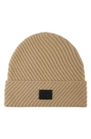 Allsaints Traveling Recycled Ribbed Beanie In Cortina Beige