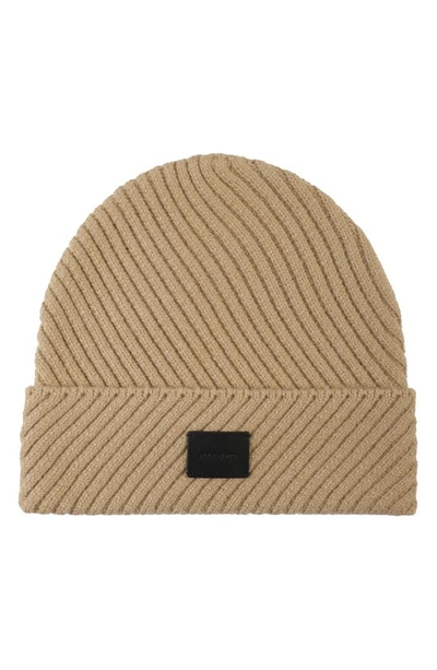 Allsaints Traveling Recycled Ribbed Beanie In Cortina Beige