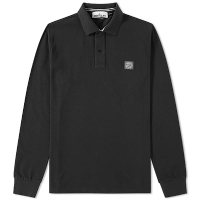 Stone Island Long Sleeve Regular Fit Polo In Black