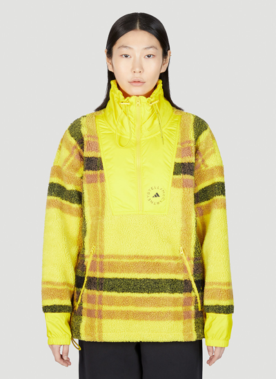 Adidas By Stella Mccartney Recycled Shell-trimmed Checked Fleece Jacket In Yellow