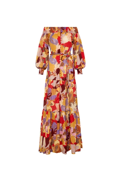 Rebecca Vallance -  Santiago Off Shoulder Maxi Dress  - Size 16 In Multicolour