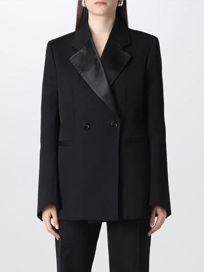 Bottega Veneta Compact Wool Two-button Blazer Jacket In Black