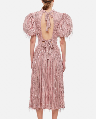 Rotate Birger Christensen Daaawn Sequins Fringe Dress In Rose