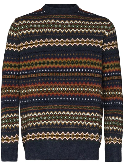 Barbour Fairisle Intarsia-knit Jumper In Blue