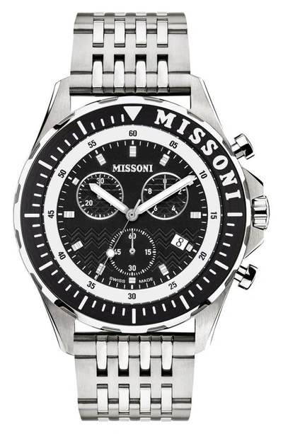 Missoni Stainless Steel Bracelet Chronograph Watch In Black/silver