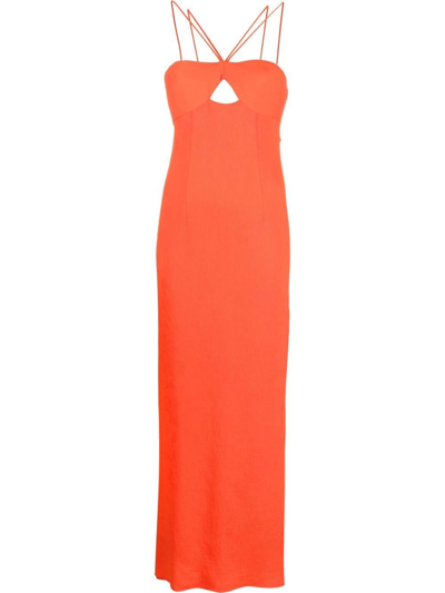 Staud Gianna Halterneck Maxi Dress In Orange