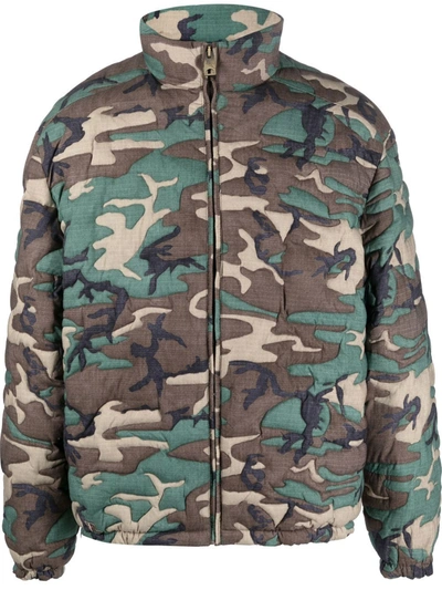 Erl Camouflage-embroidered Bomber Jacket In Green