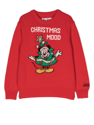 Mc2 Saint Barth Mickey Mouse Intarsia-knit Jumper In Rot