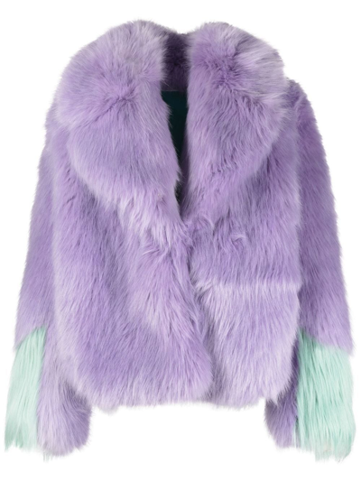 Alabama Muse Faux-fur Oversize Jacket In Lilac
