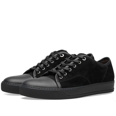 Lanvin Tonal Suede Toe Cap Sneaker In Black