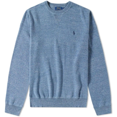 Polo Ralph Lauren Knitted Sports Crew Neck Sweat In Blue