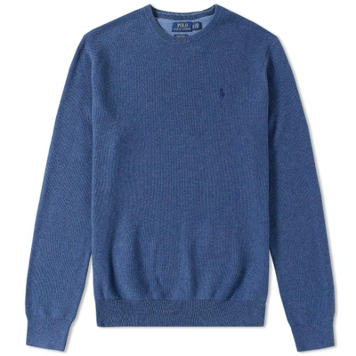 Polo Ralph Lauren Textured Cotton Crew Knit In Blue