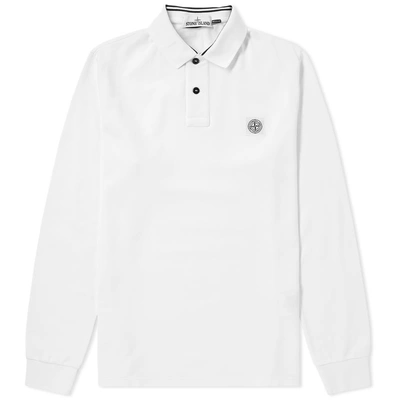 Stone Island Long Sleeve Regular Fit Polo In White