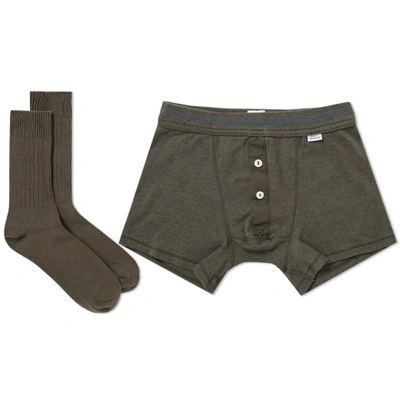 Schiesser Boxer Short And Sock Pack In Green