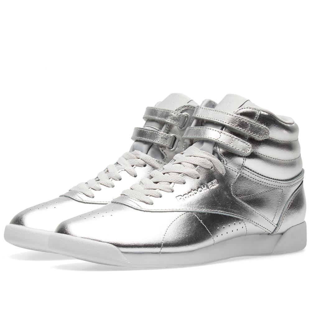 reebok freestyle hi silver metallic exclusive