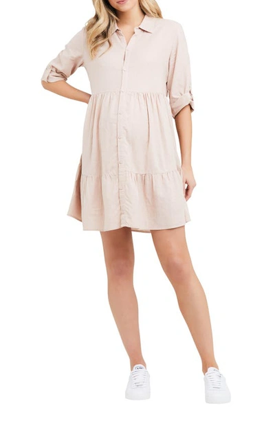 Ripe Maternity Adel Button Through Dress In Peachy Pink
