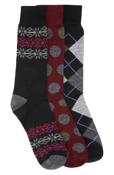 Lorenzo Uomo Big Dot Argyle Socks In Black