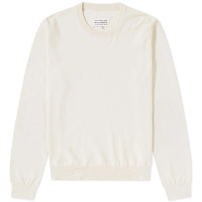 Maison Margiela 14 Cut Out Elbow Patch Crew Knit In White