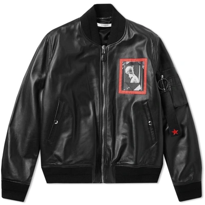 Givenchy Romantic Patch Leather Ma1 Jacket In Black