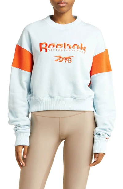 Victoria Beckham X  Cotton Graphic Sweatshirt In Freshblue