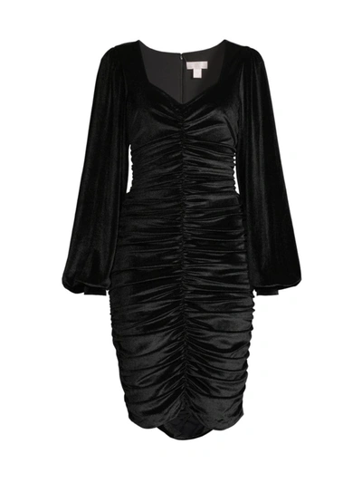 Rachel Parcell Ruched Velvet Knee-length Dress In Black