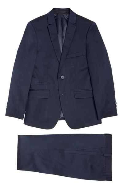 Andrew Marc Kids' Navy Jacquard Suit In Black/ Navy