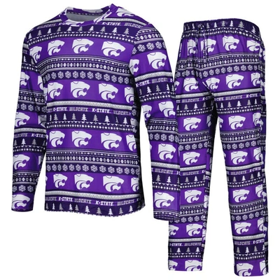 Concepts Sport Men's  Purple Kansas State Wildcats Swivel Long Sleeve T-shirt And Pants Sleep Set