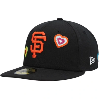 New Era Black San Francisco Giants  Chain Stitch Heart 59fifty Fitted Hat