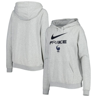 Nike Heather Gray France National Team Lockup Varsity Fleece Raglan Pullover Hoodie In Grey