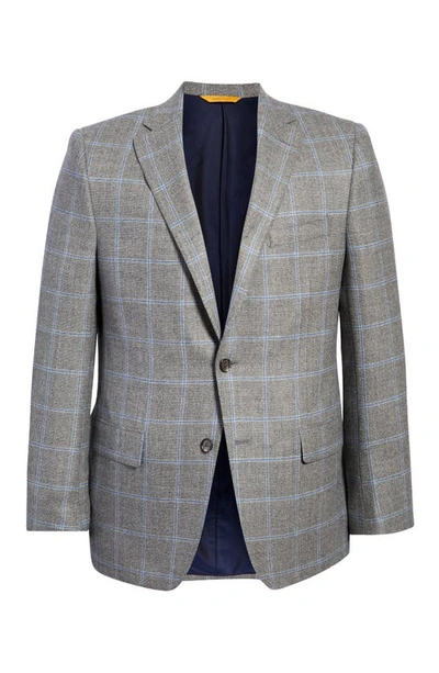 Hickey Freeman Windowpane Plaid Wool Sport Coat In Grey