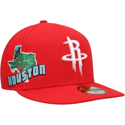 New Era Red Houston Rockets Stateview 59fifty Fitted Hat