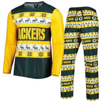 Foco Green Green Bay Packers Team Ugly Pajama Set