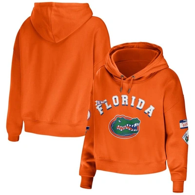 Wear By Erin Andrews Orange Florida Gators Mixed Media Cropped Pullover Hoodie