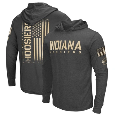 Colosseum Charcoal Indiana Hoosiers Team Oht Military Appreciation Hoodie Long Sleeve T-shirt In Black