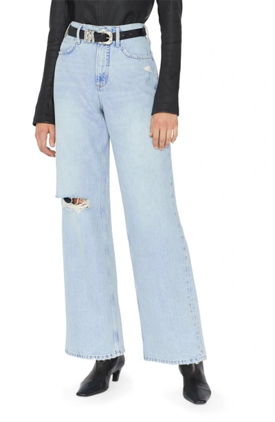 Frame Le High 'n' Tight Ripped Wide Leg Jeans In Bilson Rips